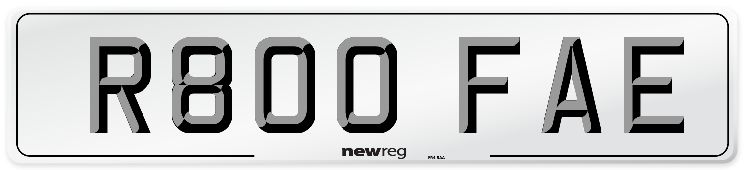 R800 FAE Number Plate from New Reg